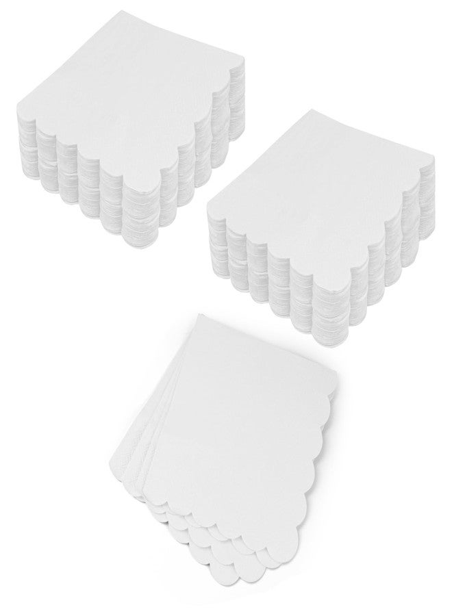 Duxesuk 50 Pack Scallop Edged Cocktail Napkins - 5x5 Inches Disposable Napkins for Parties and Events (50, White) - Image 1